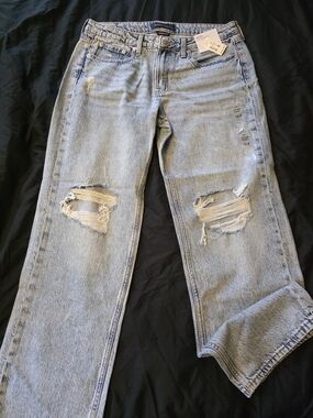 Aeropostale Light Blue Distressed Wide-Leg Jeans